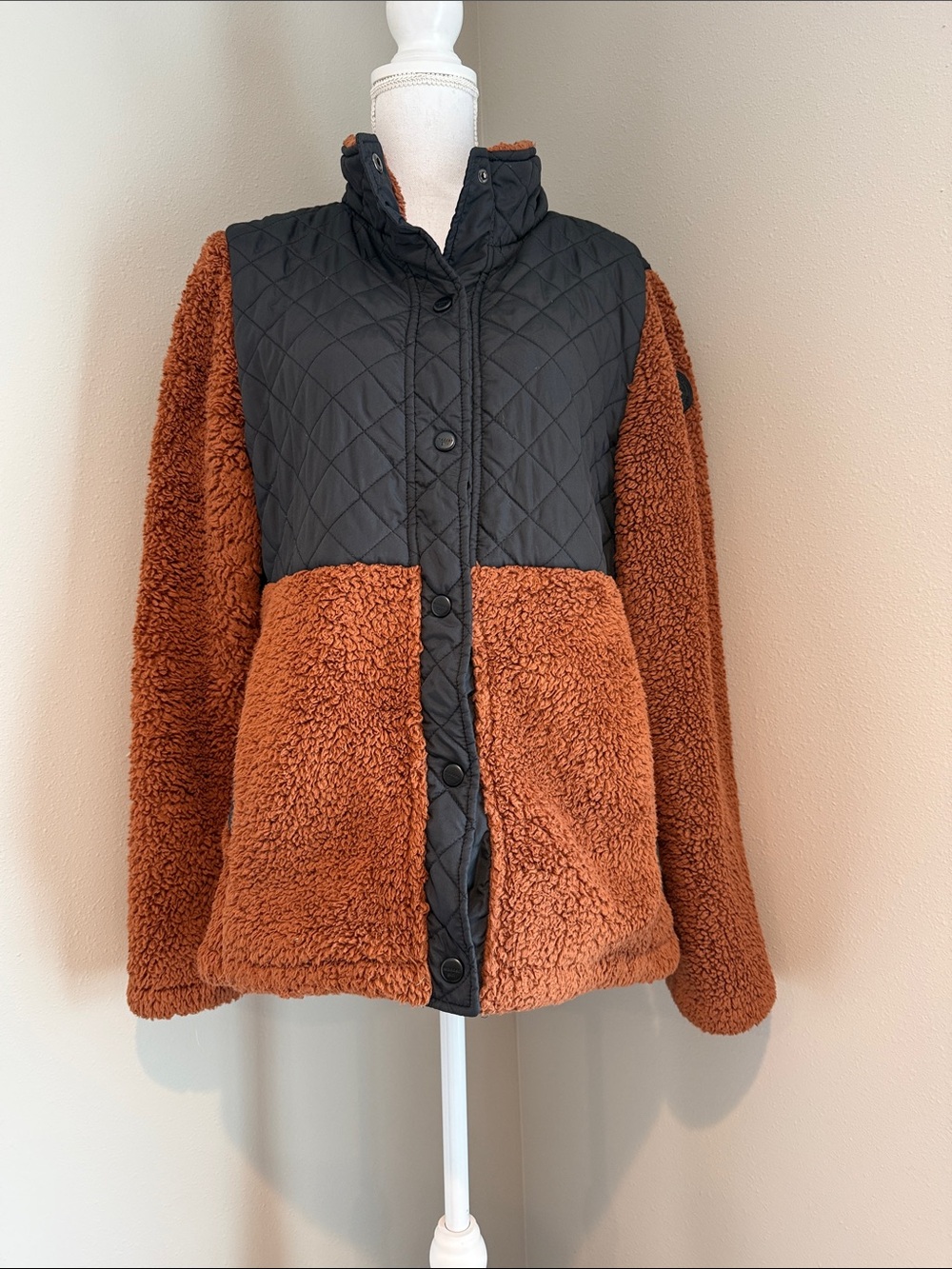 Madden Girl | Faux Fur Fleece/Sherpa & Quilted Snap Close Jacket | Size XL